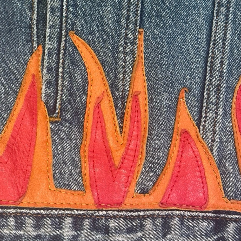 Vintage Reworked Levi Denim Jacket with Flames - gender neutral - Picture 10 of 14
